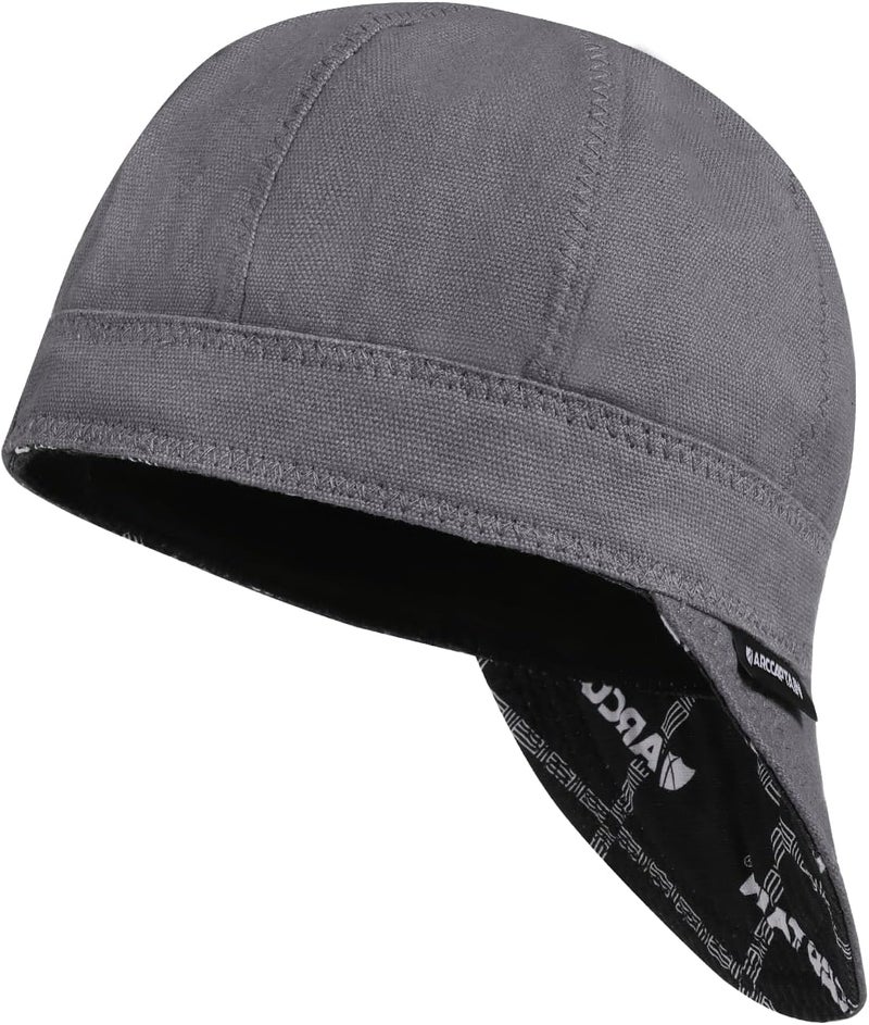 ARCCAPTAIN Reversible Welding Cap, 8 Panel Protective Welders Cap, 10 oz Fireproof Cotton Comforts for Safety and Protection While Welding to Men Women, Gray, 7 1/2 - Image 1